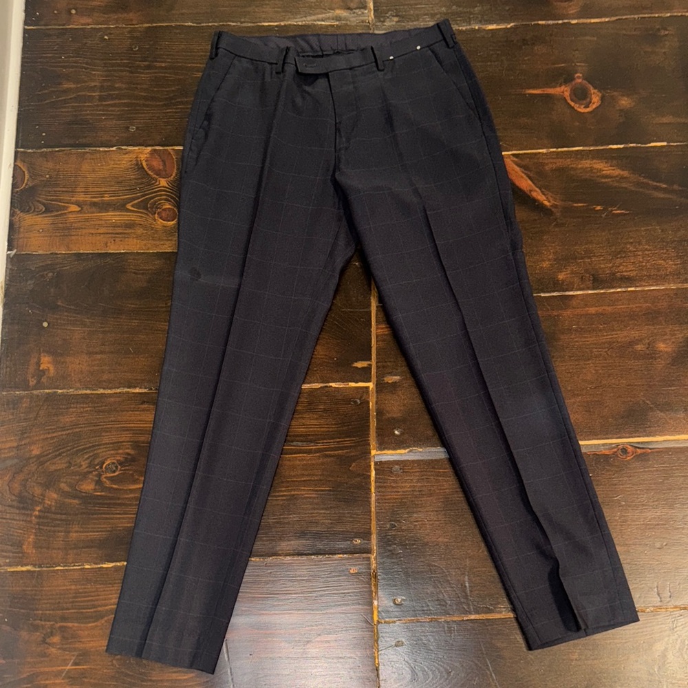 Uniqlo Men's navy windowpane Pants 34x34